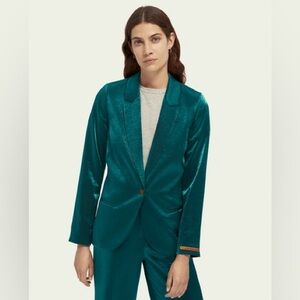 Scotch & Soda metallic Green Blazer with Notched Lapels